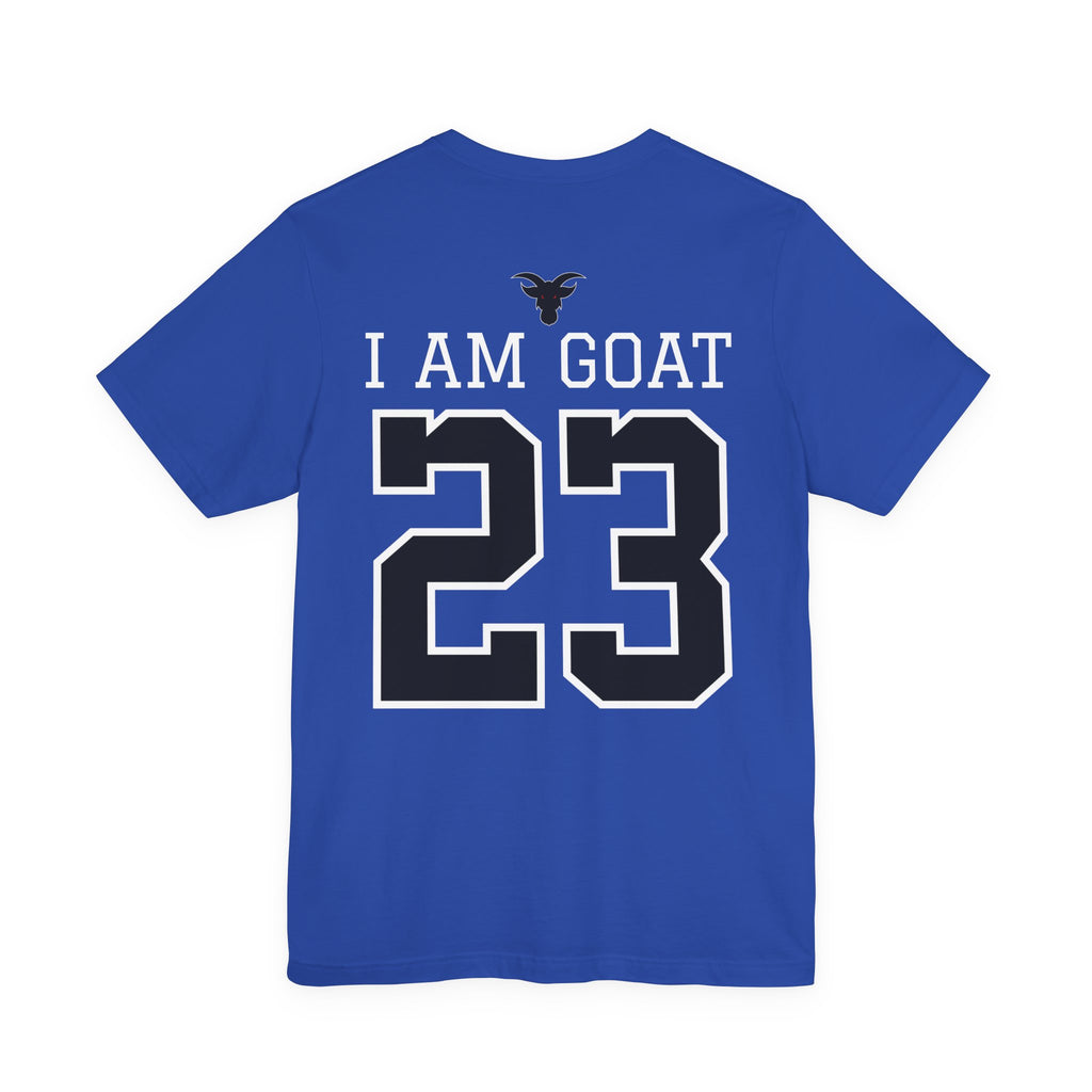 GOATS 23 Cursive Jersey Tee | Front & Back Sports Team Design | Athletic Jersey Tee
