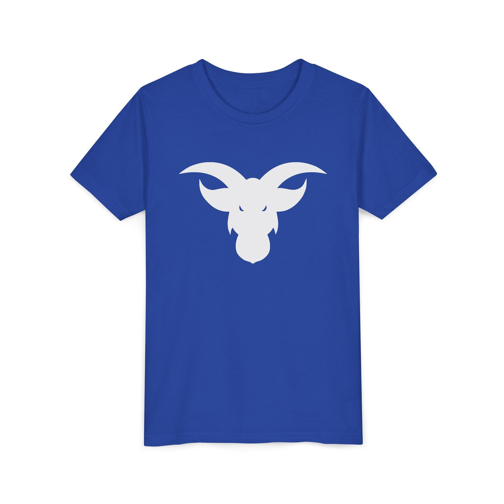 GOAT Horns Youth T-Shirt | Minimalist Icon Design | Kids Subtle Brand Tee | Ages 6-14