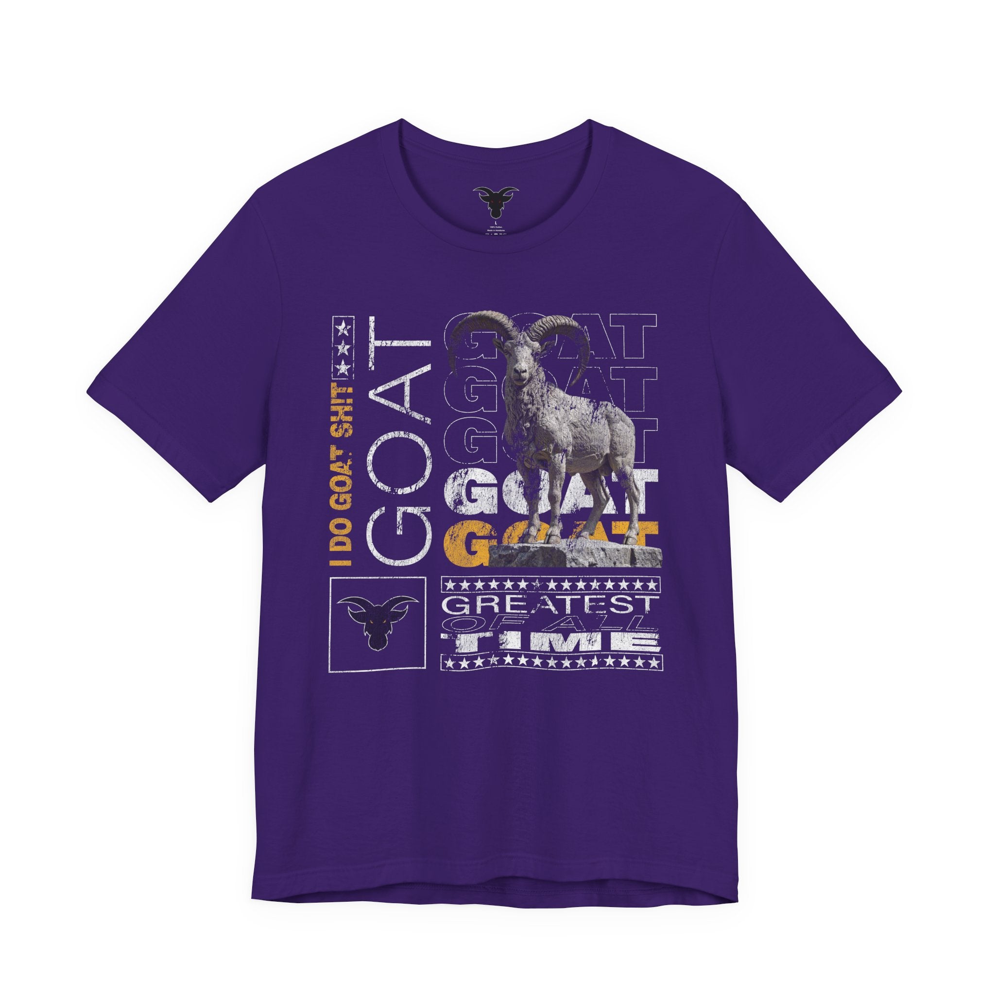 I DO GOAT SH!T Majestic T-Shirt | Ram Sculpture Design | Athletic Gold Typography Tee