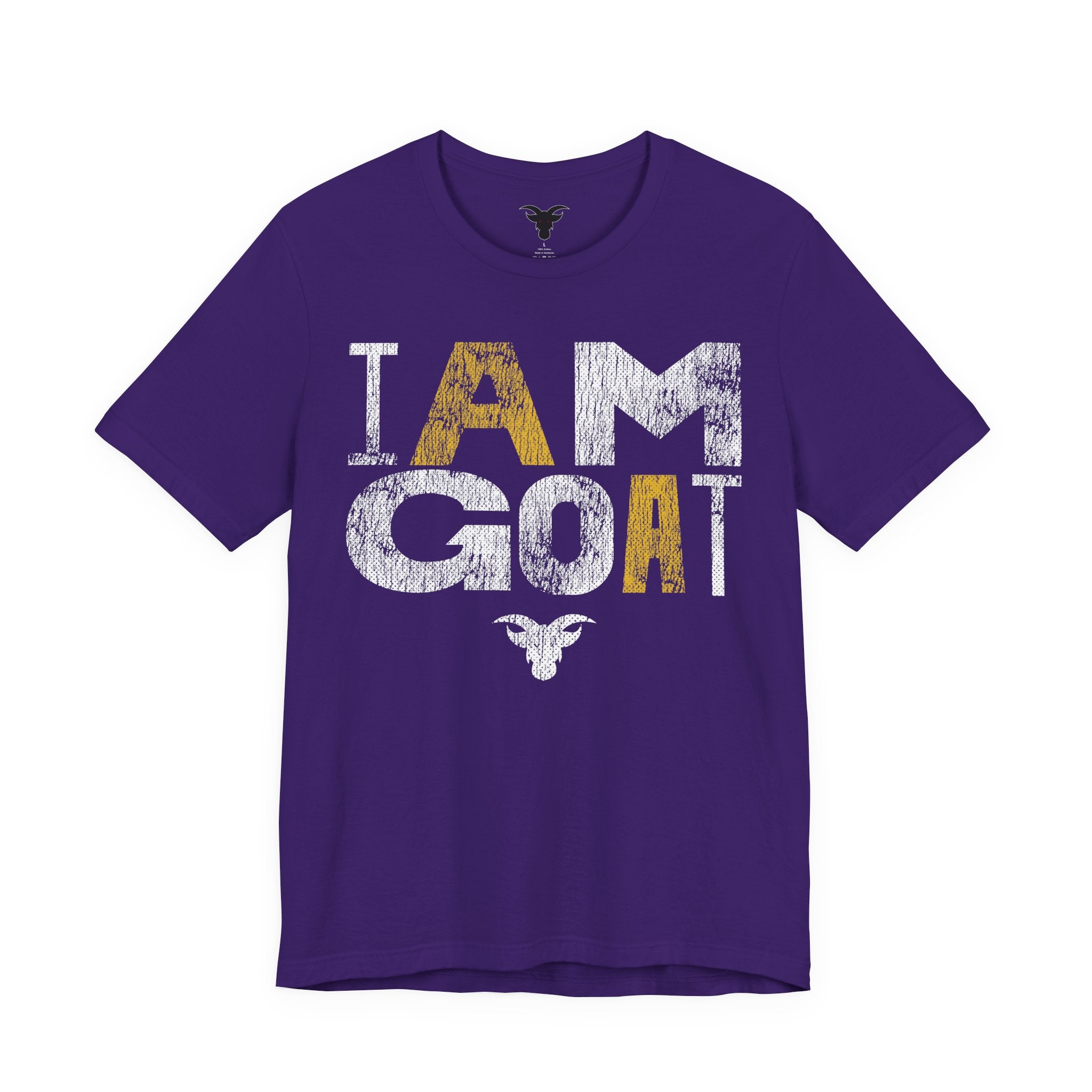 I AM GOAT Distressed Type Tee | GOAT Gold Typography Design | Minimalist Athletic Tee