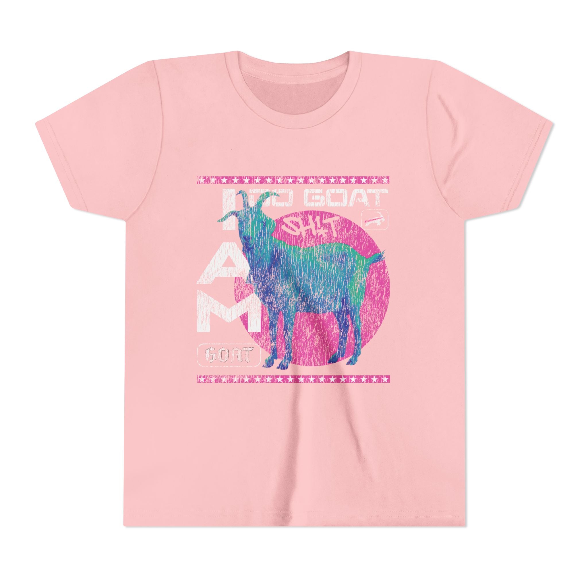 I AM GOAT Retro Colorful Youth T-Shirt | Kids 90s Vintage Tee | Ages 6-14 Athletic Shirt