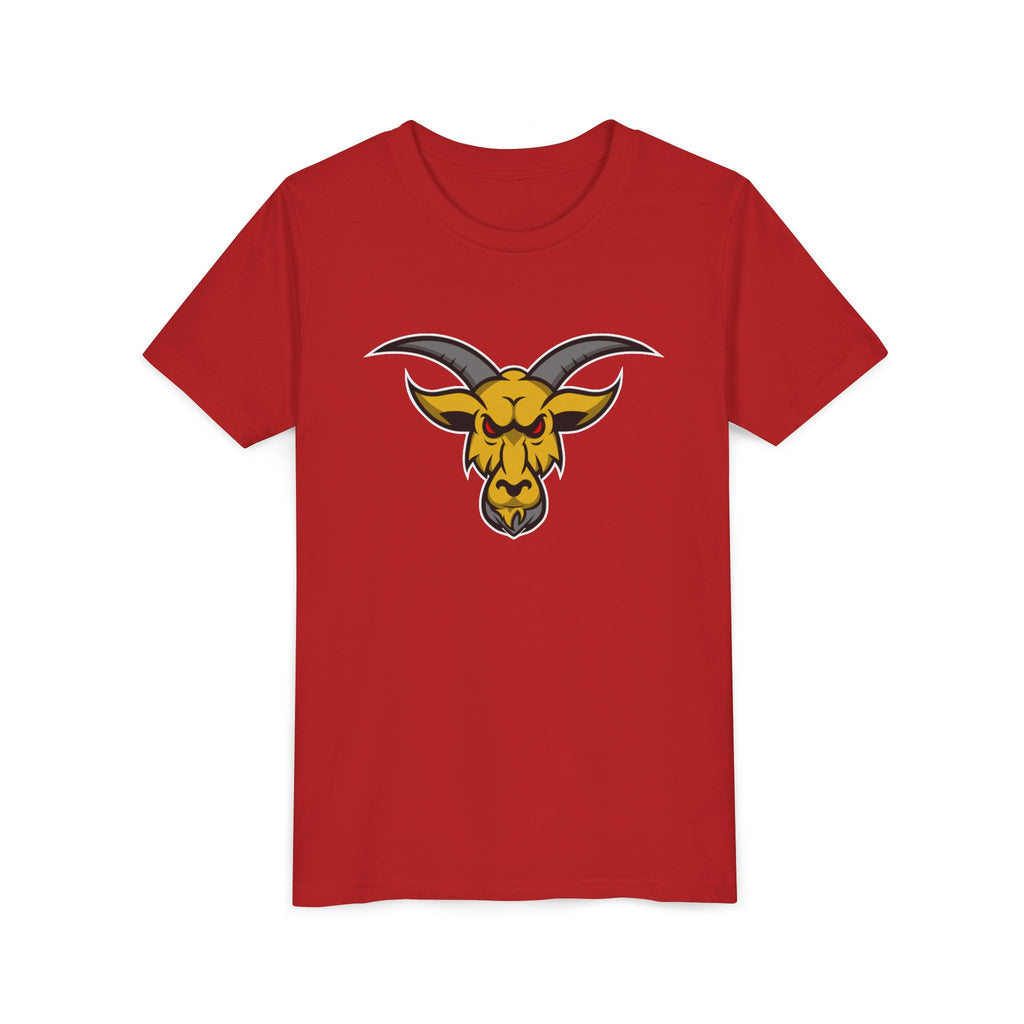 GOAT Mascot Logo Youth T-Shirt | Original Signature Design | Kids Athletic Mascot Tee | Ages 6-14