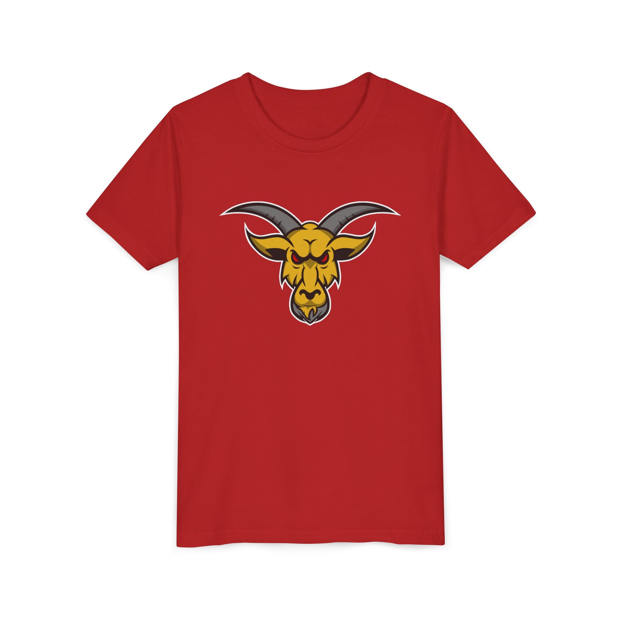 GOAT Mascot Logo Youth T-Shirt | Original Signature Design | Kids Athletic Mascot Tee | Ages 6-14