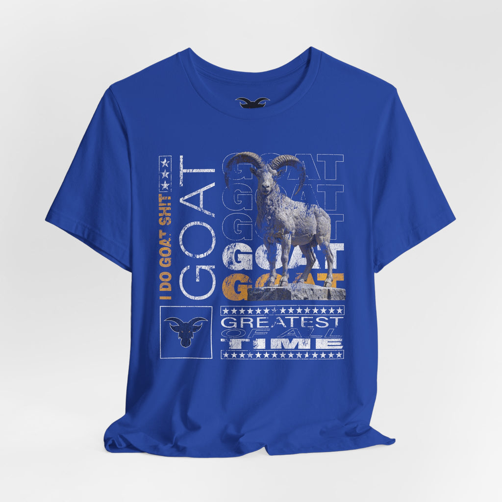 I DO GOAT SH!T Majestic T-Shirt | Ram Sculpture Design | Athletic Gold Typography Tee