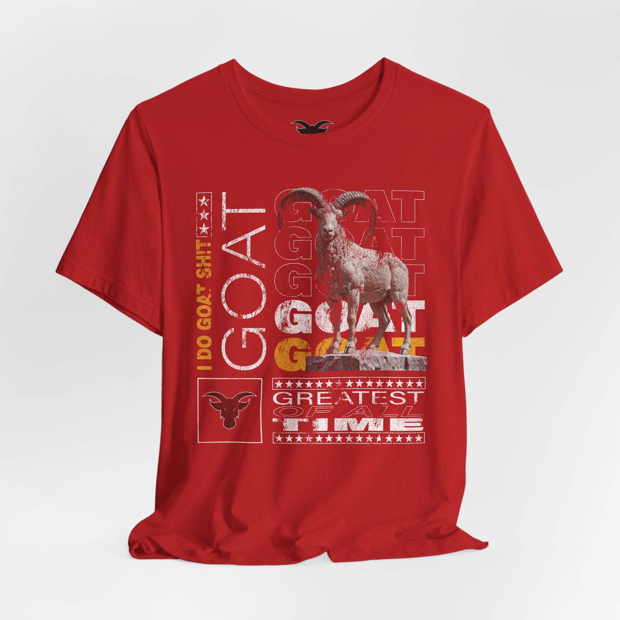 I DO GOAT SH!T Majestic T-Shirt | Ram Sculpture Design | Athletic Gold Typography Tee