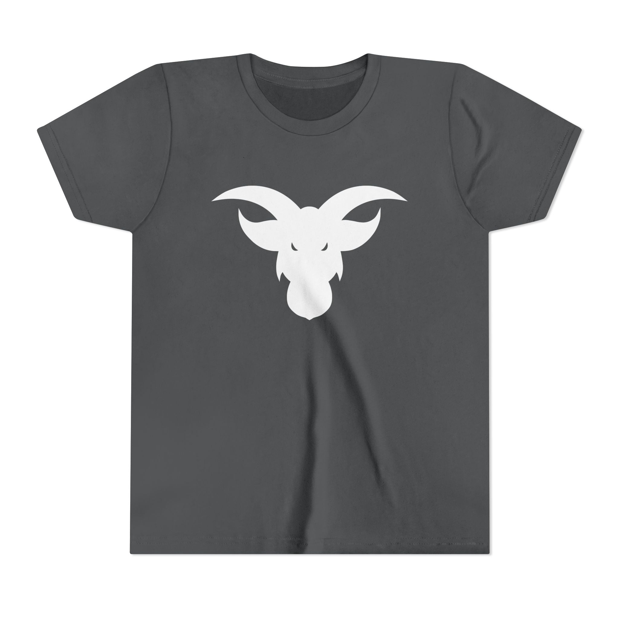 GOAT Horns Youth T-Shirt | Minimalist Icon Design | Kids Subtle Brand Tee | Ages 6-14