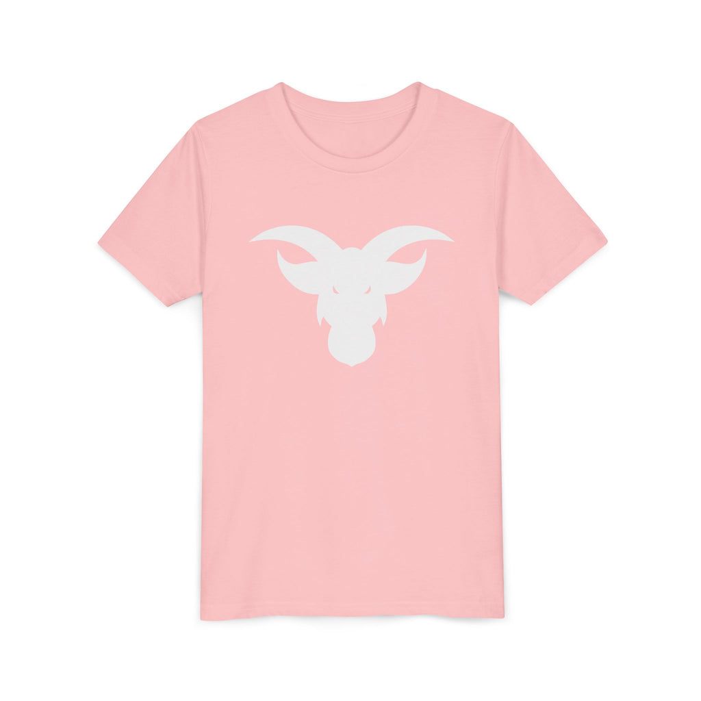 GOAT Horns Youth T-Shirt | Minimalist Icon Design | Kids Subtle Brand Tee | Ages 6-14