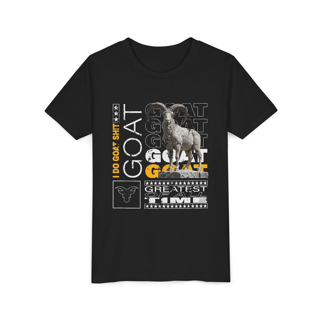 I DO GOAT SH!T Majestic Youth T-Shirt | Ram Sculpture Design | Kids Athletic Gold Tee | Ages 6-14