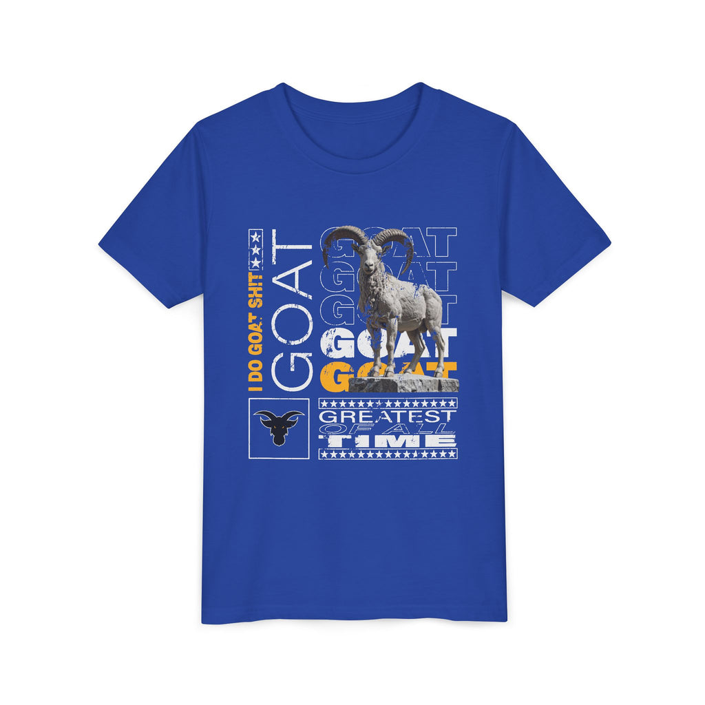 I DO GOAT SH!T Majestic Youth T-Shirt | Ram Sculpture Design | Kids Athletic Gold Tee | Ages 6-14