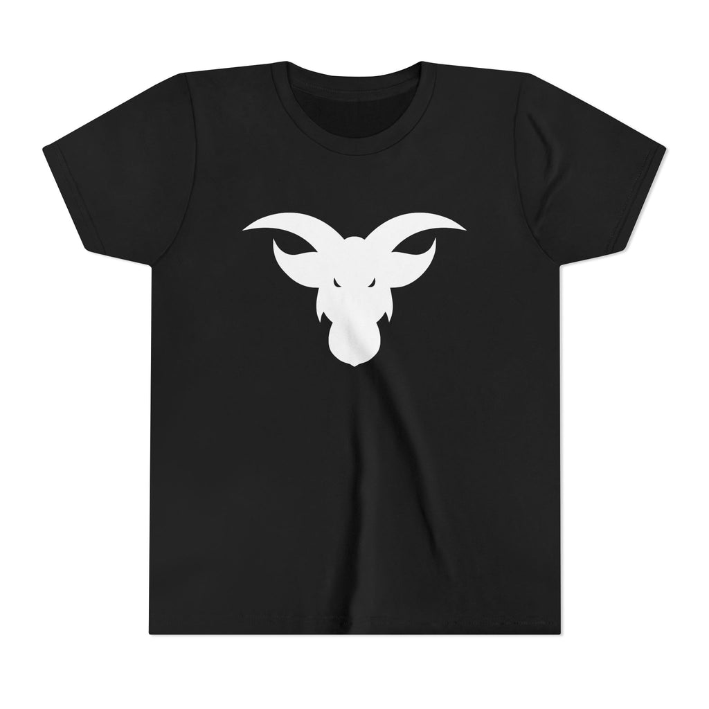 GOAT Horns Youth T-Shirt | Minimalist Icon Design | Kids Subtle Brand Tee | Ages 6-14