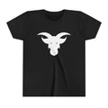 GOAT Horns Youth T-Shirt | Minimalist Icon Design | Kids Subtle Brand Tee | Ages 6-14
