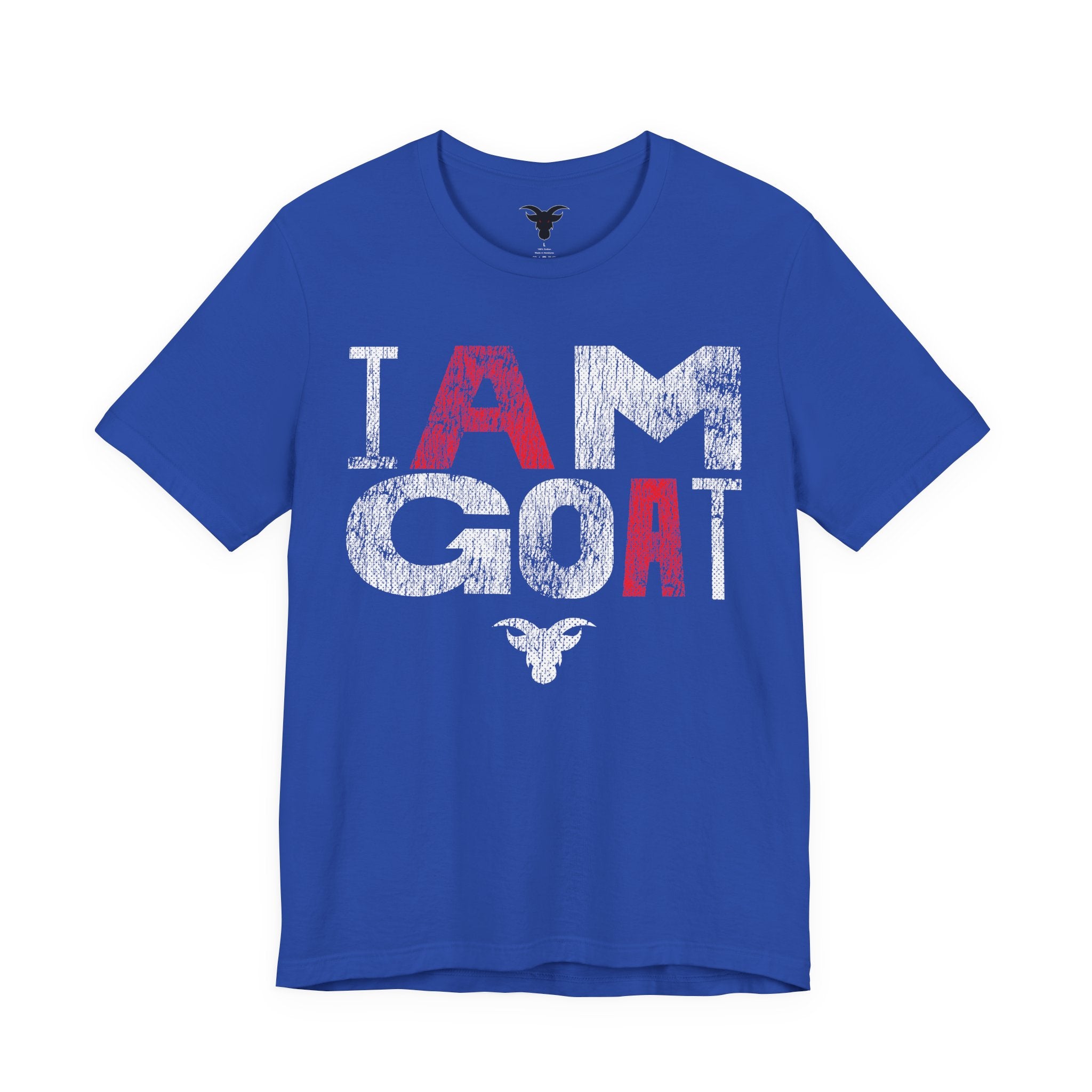 I AM GOAT Distressed Type T-Shirt | Fire Red Typography Design | Minimalist Athletic Tee