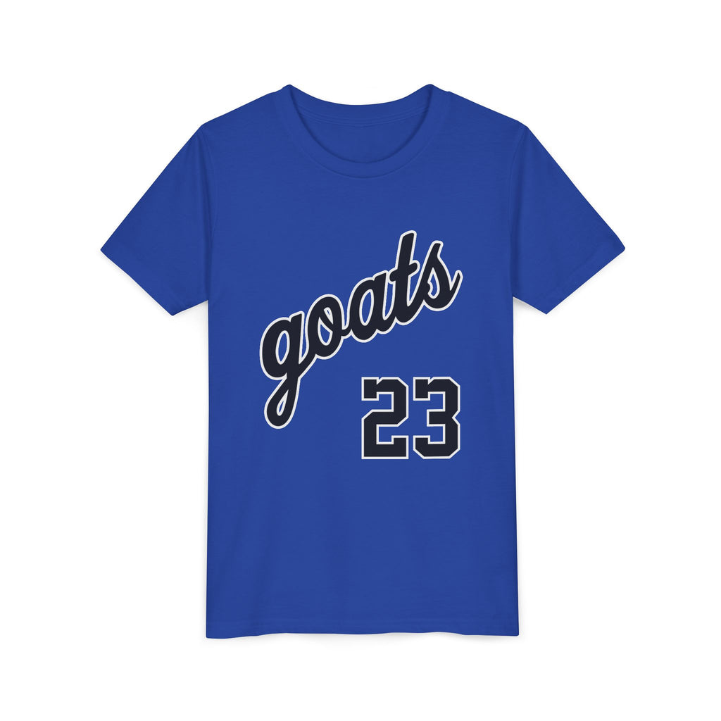 GOATS 23 Cursive Jersey Shirt Youth T-Shirt | Kids Sports Team Design | Ages 6-14 Jersey Tee