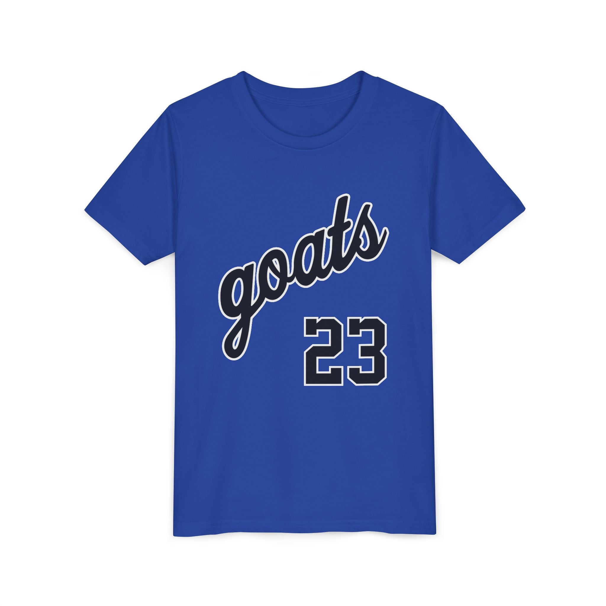 GOATS 23 Cursive Jersey Shirt Youth T-Shirt | Kids Sports Team Design | Ages 6-14 Jersey Tee
