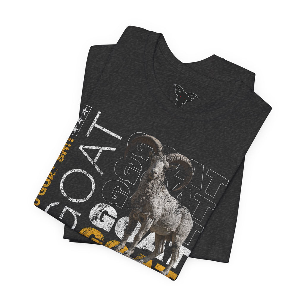 I DO GOAT SH!T Majestic T-Shirt | Ram Sculpture Design | Athletic Gold Typography Tee