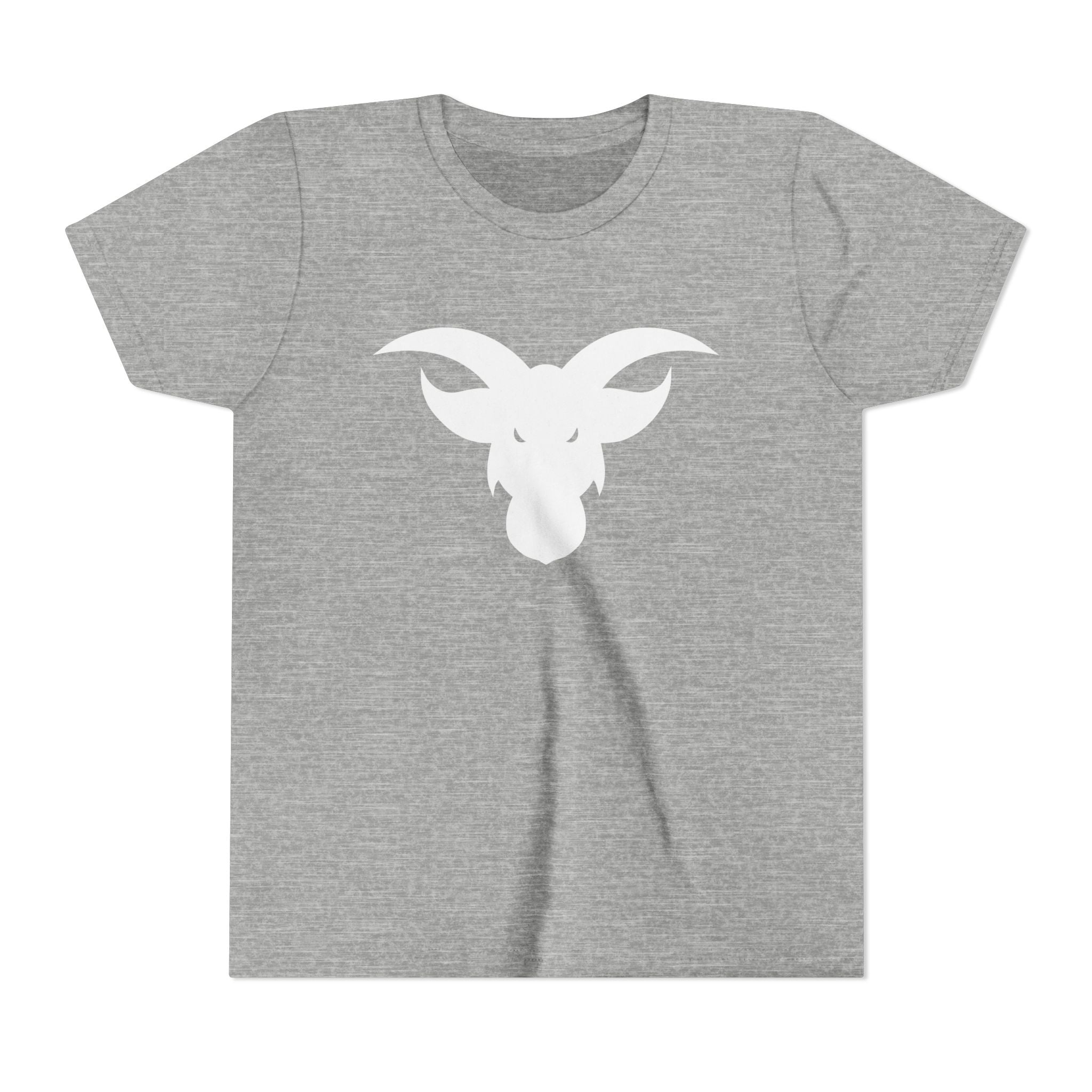 GOAT Horns Youth T-Shirt | Minimalist Icon Design | Kids Subtle Brand Tee | Ages 6-14