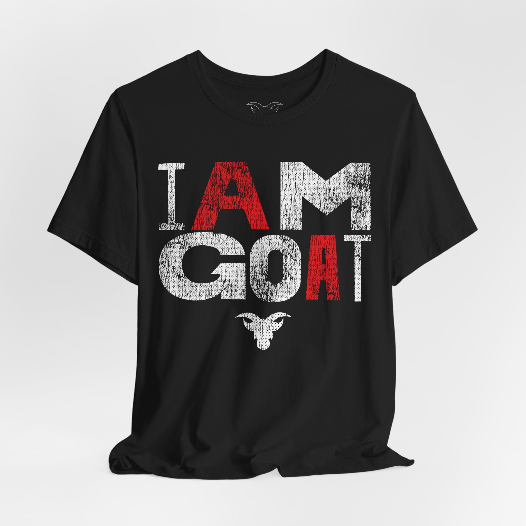 I AM GOAT Distressed Type T-Shirt | Fire Red Typography Design | Minimalist Athletic Tee