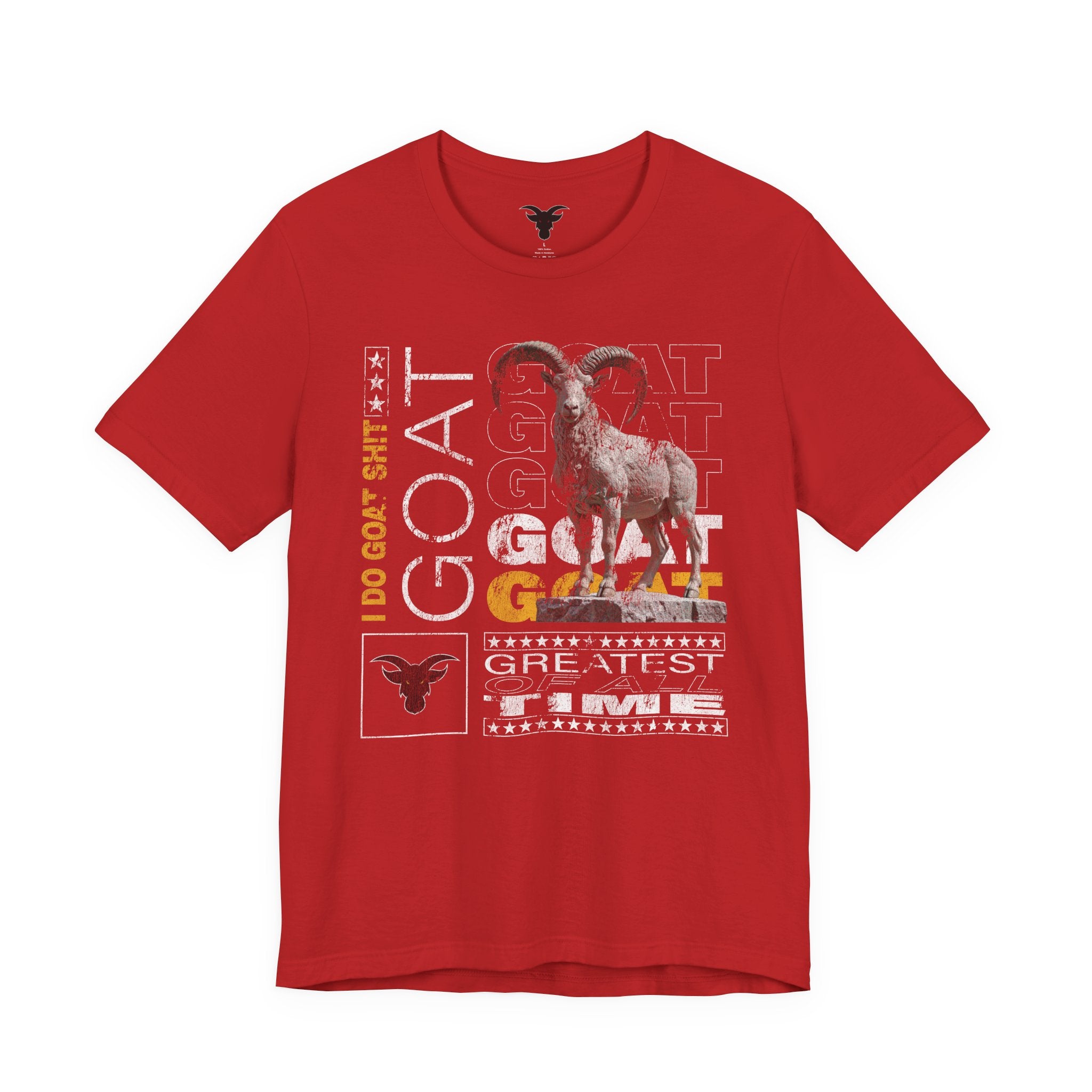 I DO GOAT SH!T Majestic T-Shirt | Ram Sculpture Design | Athletic Gold Typography Tee