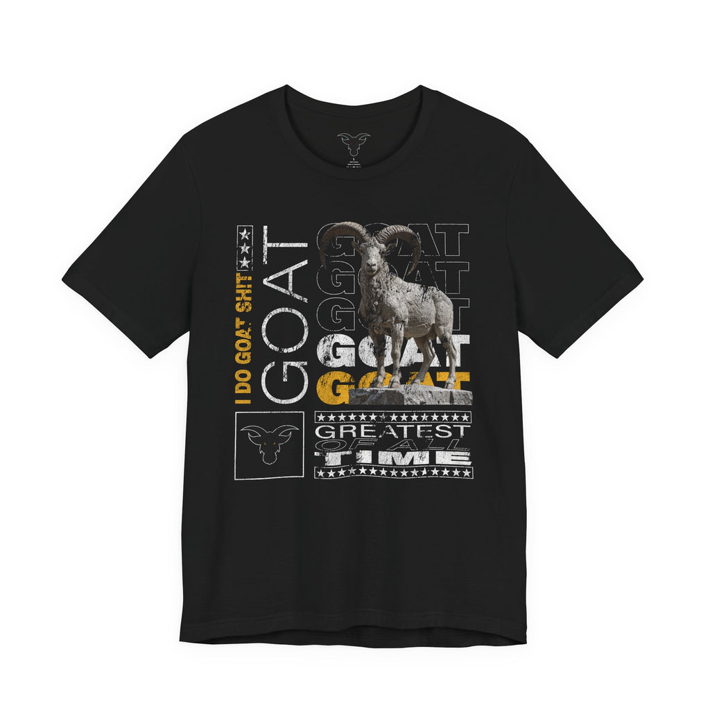 I DO GOAT SH!T Majestic T-Shirt | Ram Sculpture Design | Athletic Gold Typography Tee
