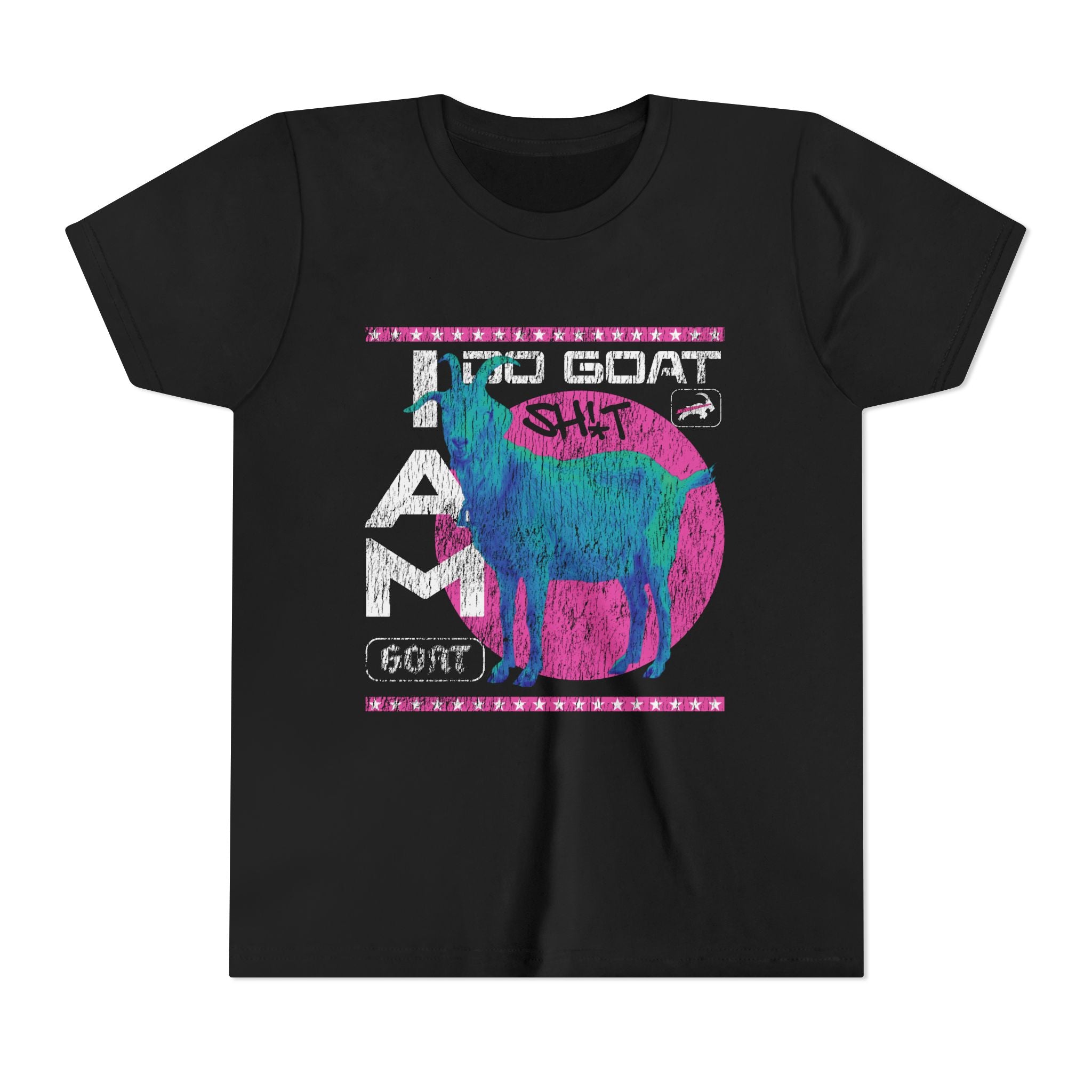 I AM GOAT Retro Colorful Youth T-Shirt | Kids 90s Vintage Tee | Ages 6-14 Athletic Shirt