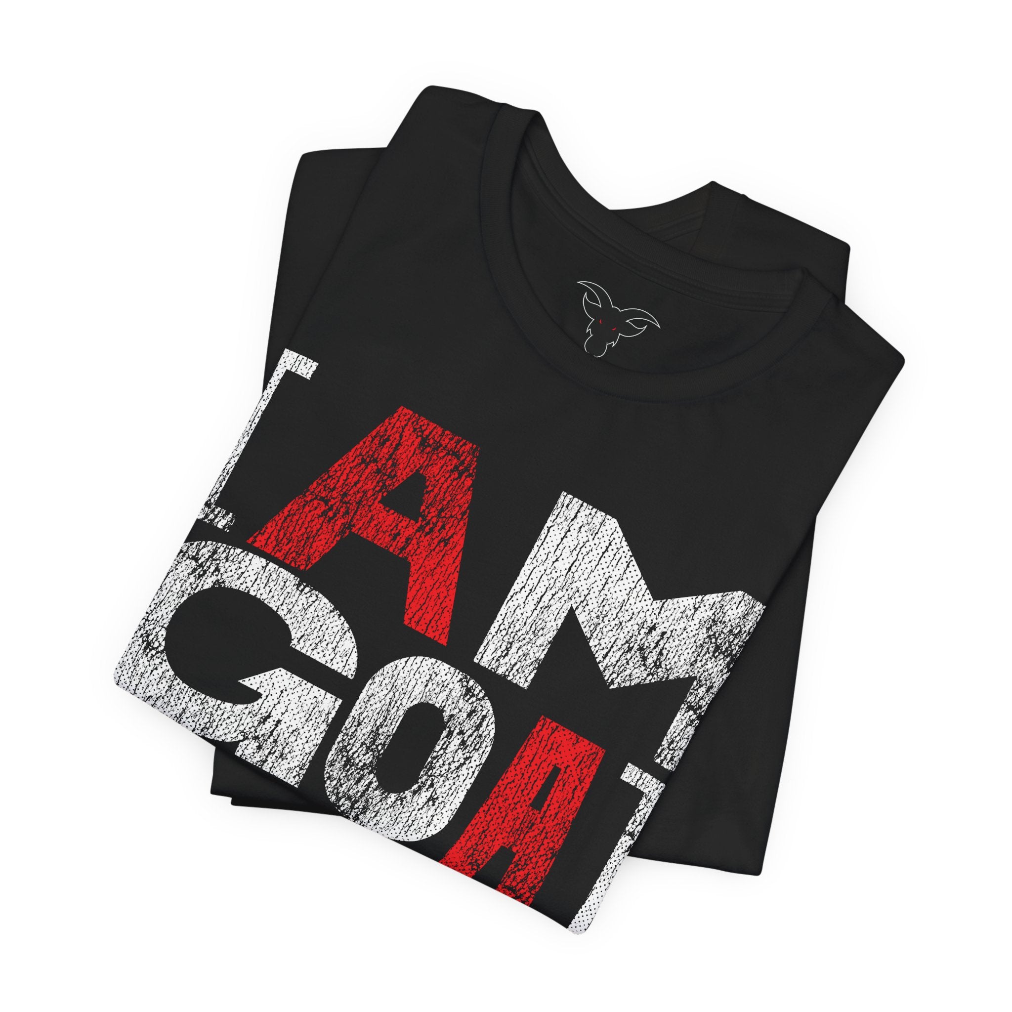 I AM GOAT Distressed Type T-Shirt | Fire Red Typography Design | Minimalist Athletic Tee