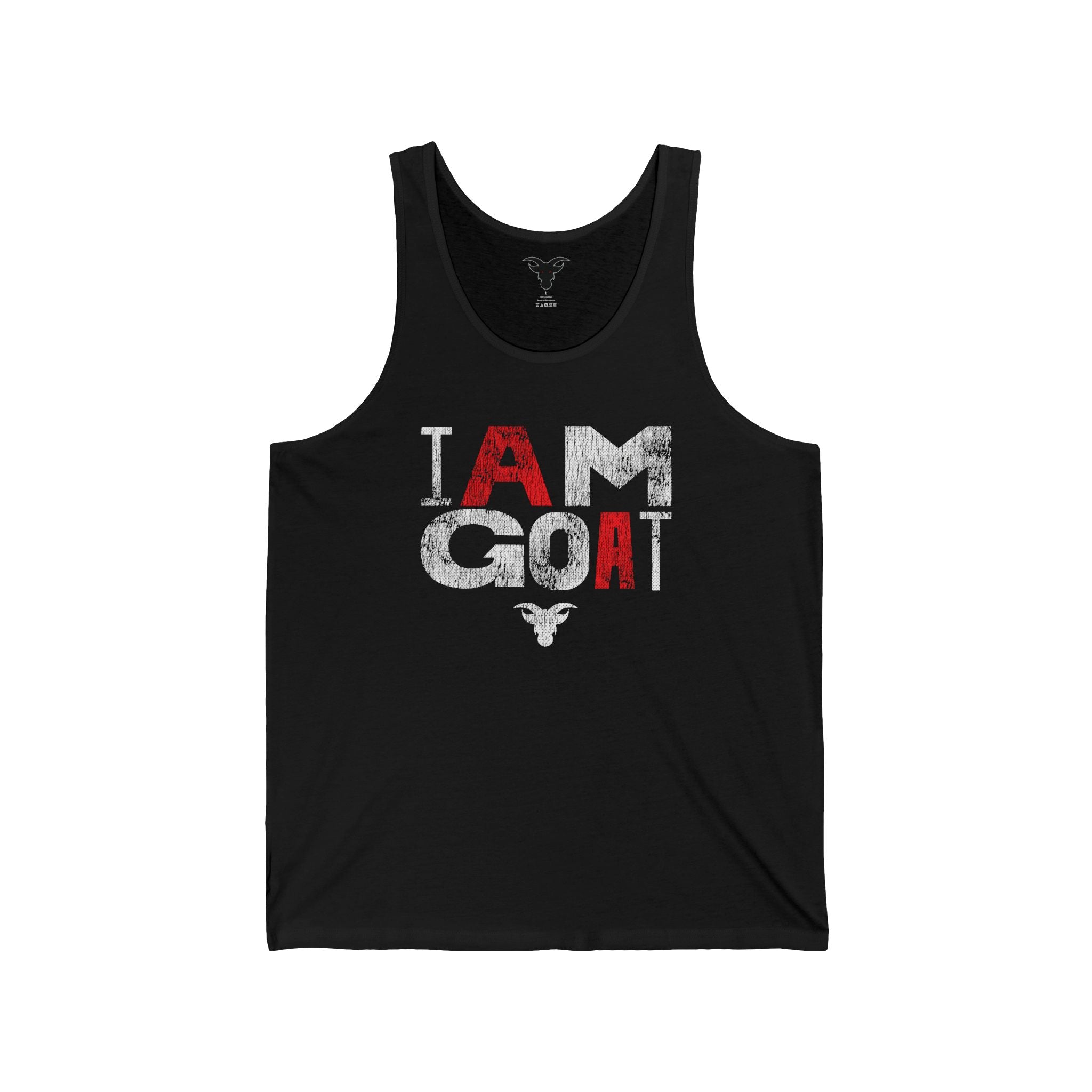 I AM GOAT Distressed Type Tank Top | Fire Red Typography | Minimalist Athletic Tank