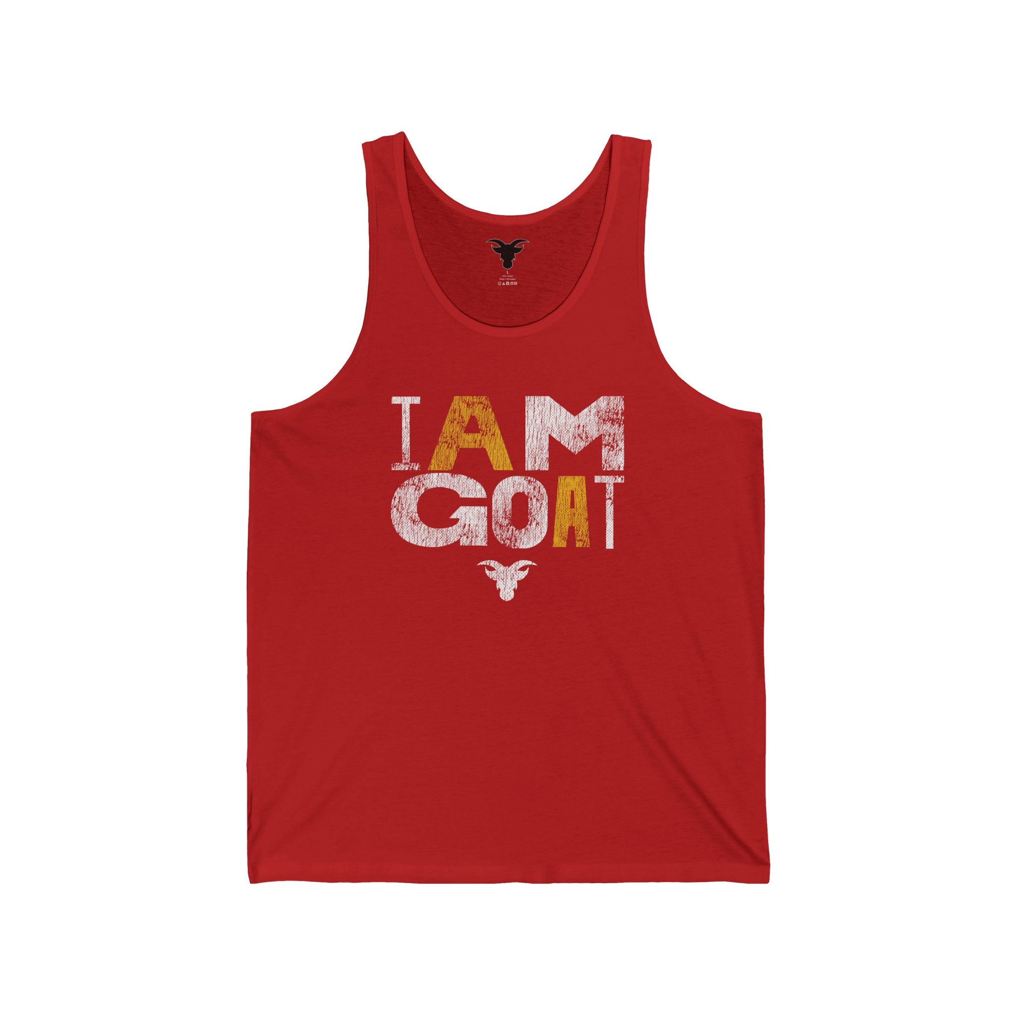 I AM GOAT Distressed Type Tank Top | GOAT Gold Typography | Minimalist Athletic Tank