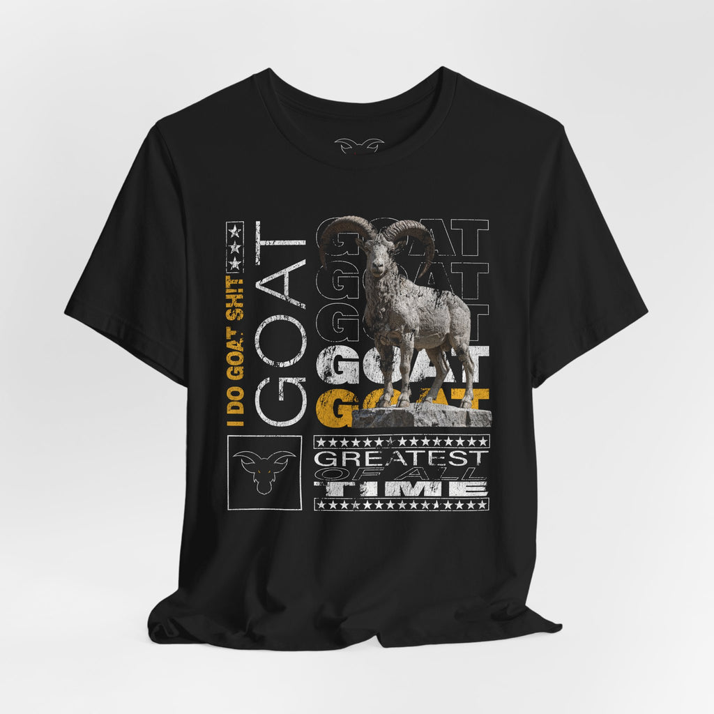 I DO GOAT SH!T Majestic T-Shirt | Ram Sculpture Design | Athletic Gold Typography Tee