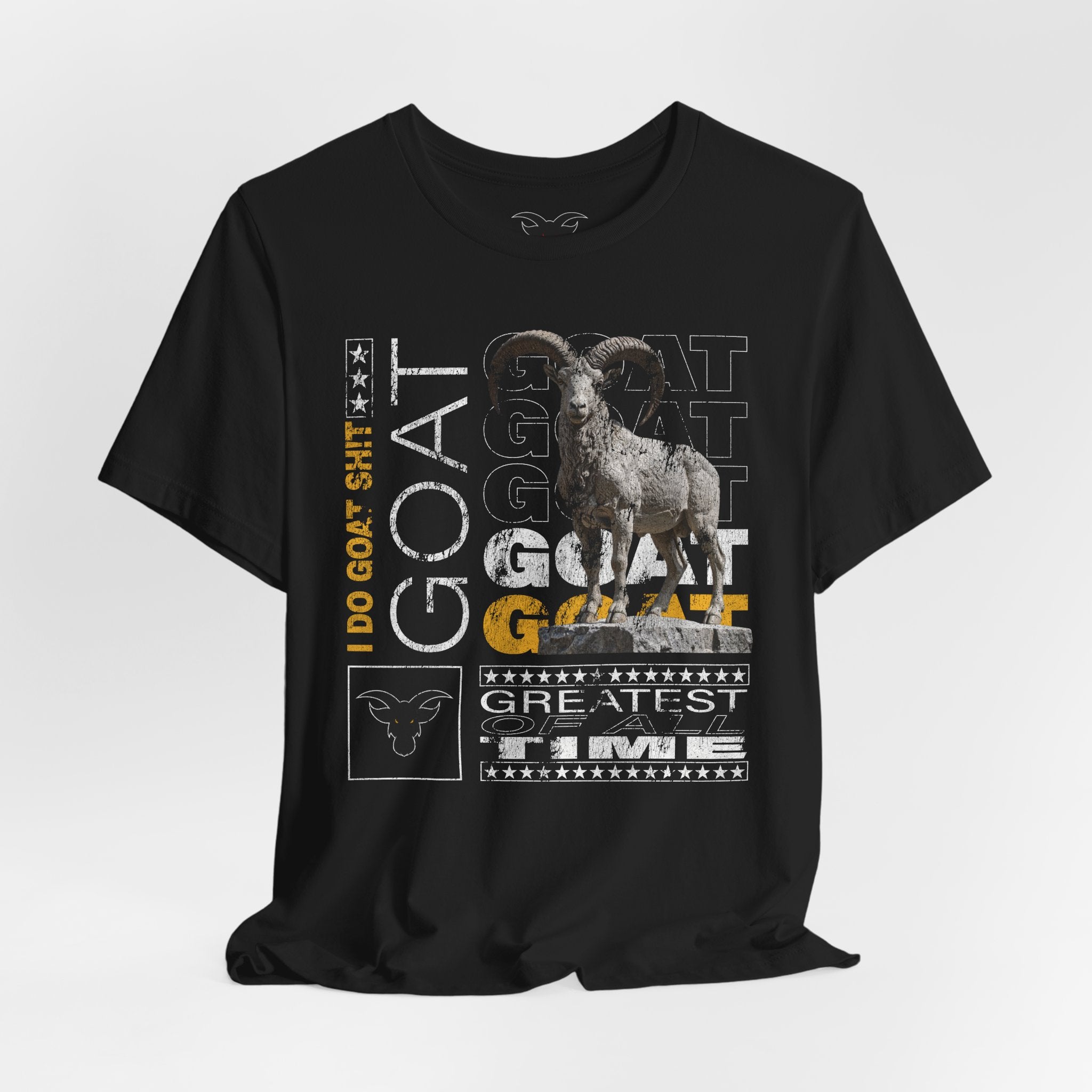 I DO GOAT SH!T Majestic T-Shirt | Ram Sculpture Design | Athletic Gold Typography Tee