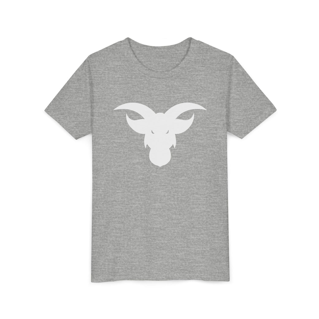 GOAT Horns Youth T-Shirt | Minimalist Icon Design | Kids Subtle Brand Tee | Ages 6-14