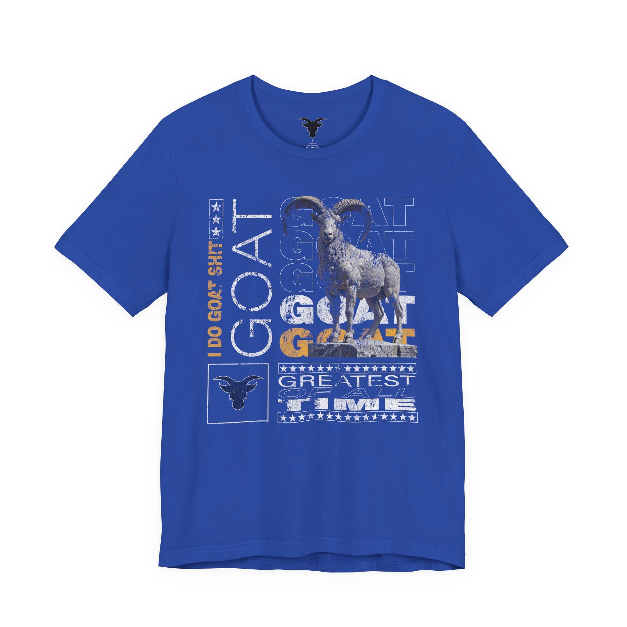 I DO GOAT SH!T Majestic T-Shirt | Ram Sculpture Design | Athletic Gold Typography Tee