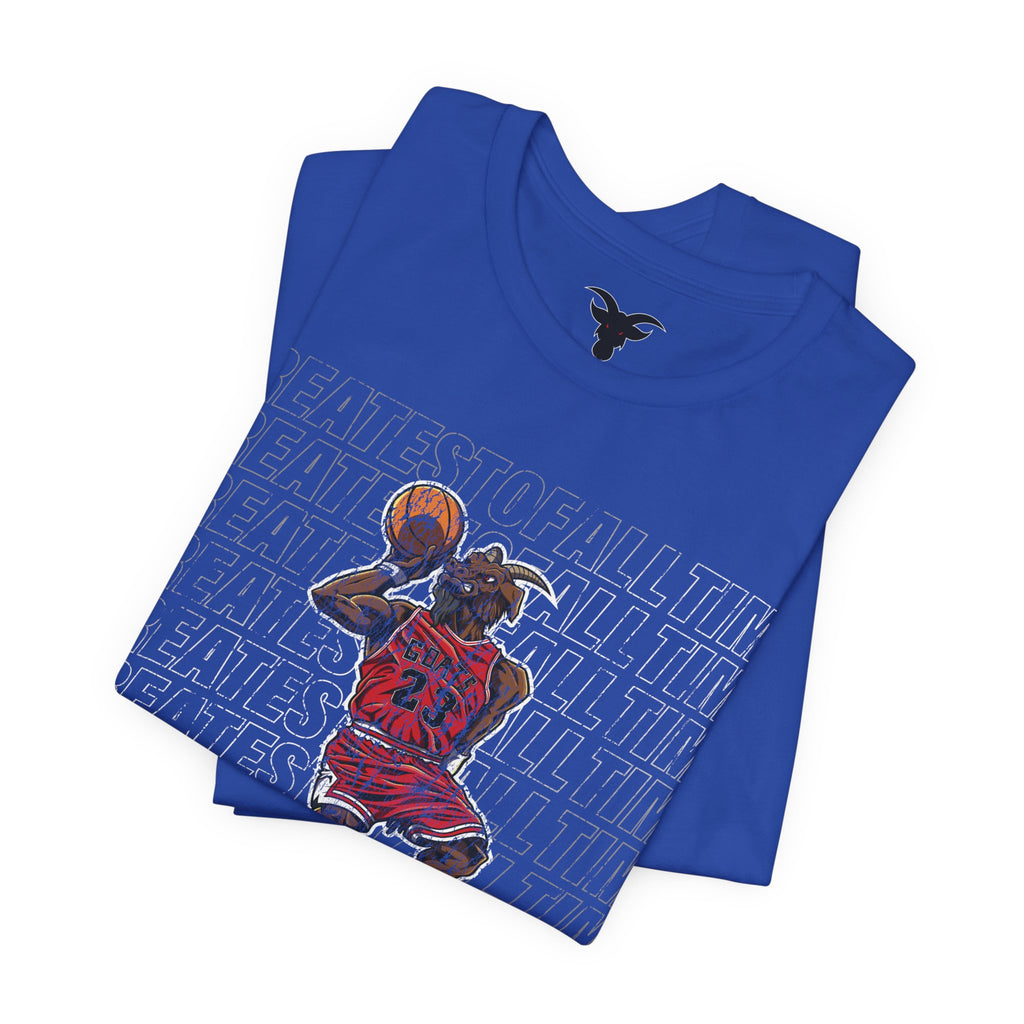 GOATMAN 23 Dunk Contest Character T-Shirt | Basketball Legend Comic Art | Athletic Streetwear