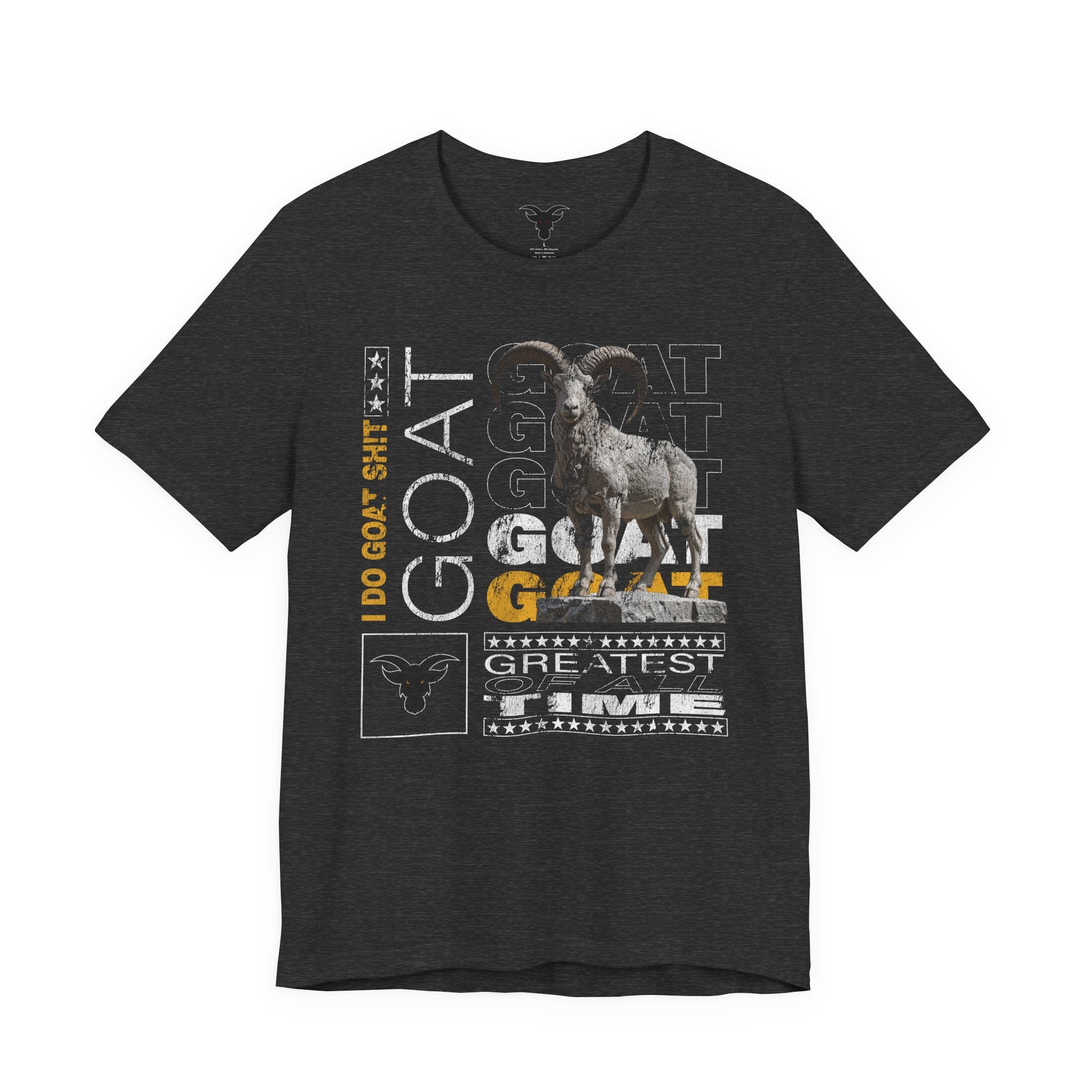 I DO GOAT SH!T Majestic T-Shirt | Ram Sculpture Design | Athletic Gold Typography Tee