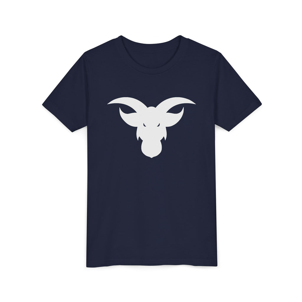 GOAT Horns Youth T-Shirt | Minimalist Icon Design | Kids Subtle Brand Tee | Ages 6-14