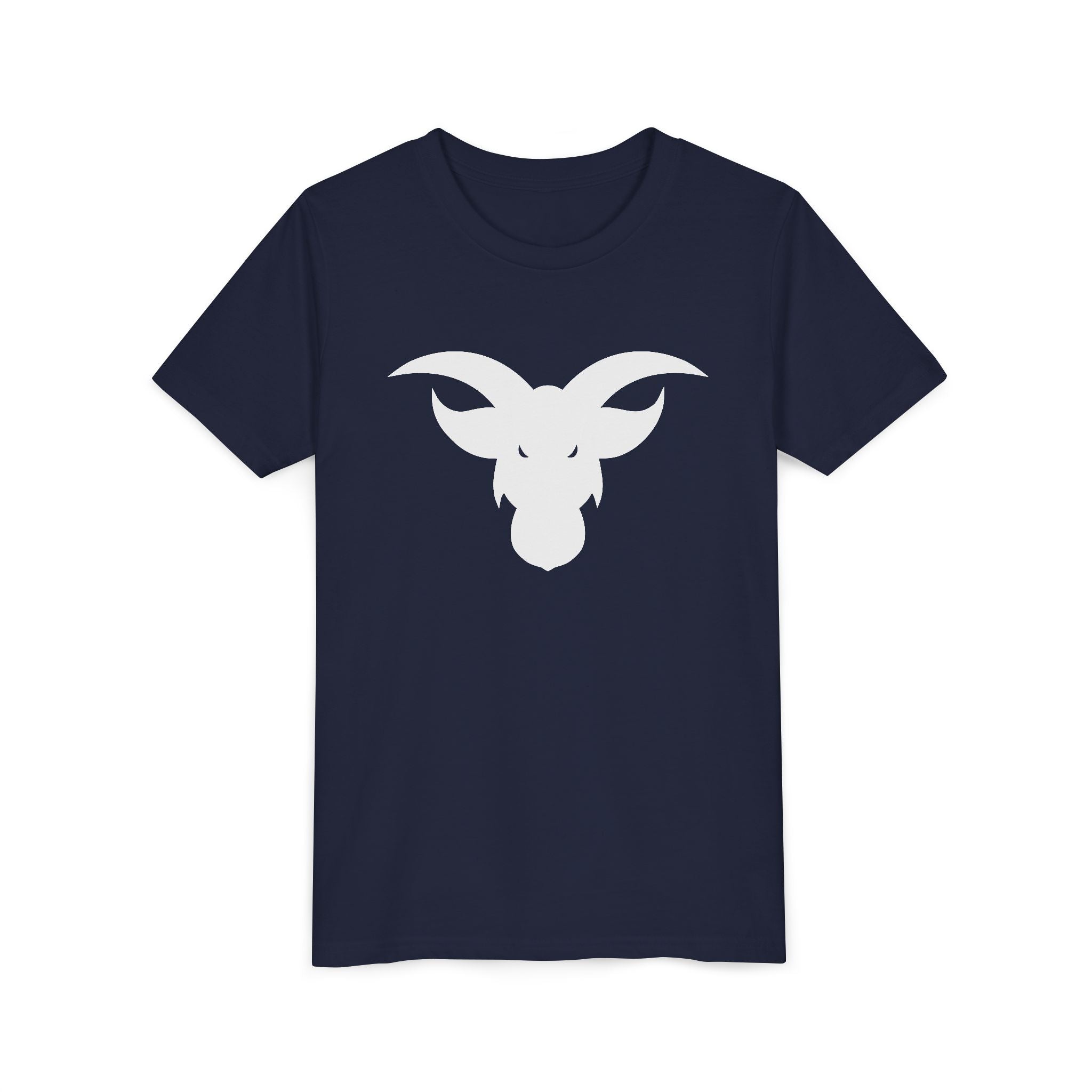 GOAT Horns Youth T-Shirt | Minimalist Icon Design | Kids Subtle Brand Tee | Ages 6-14