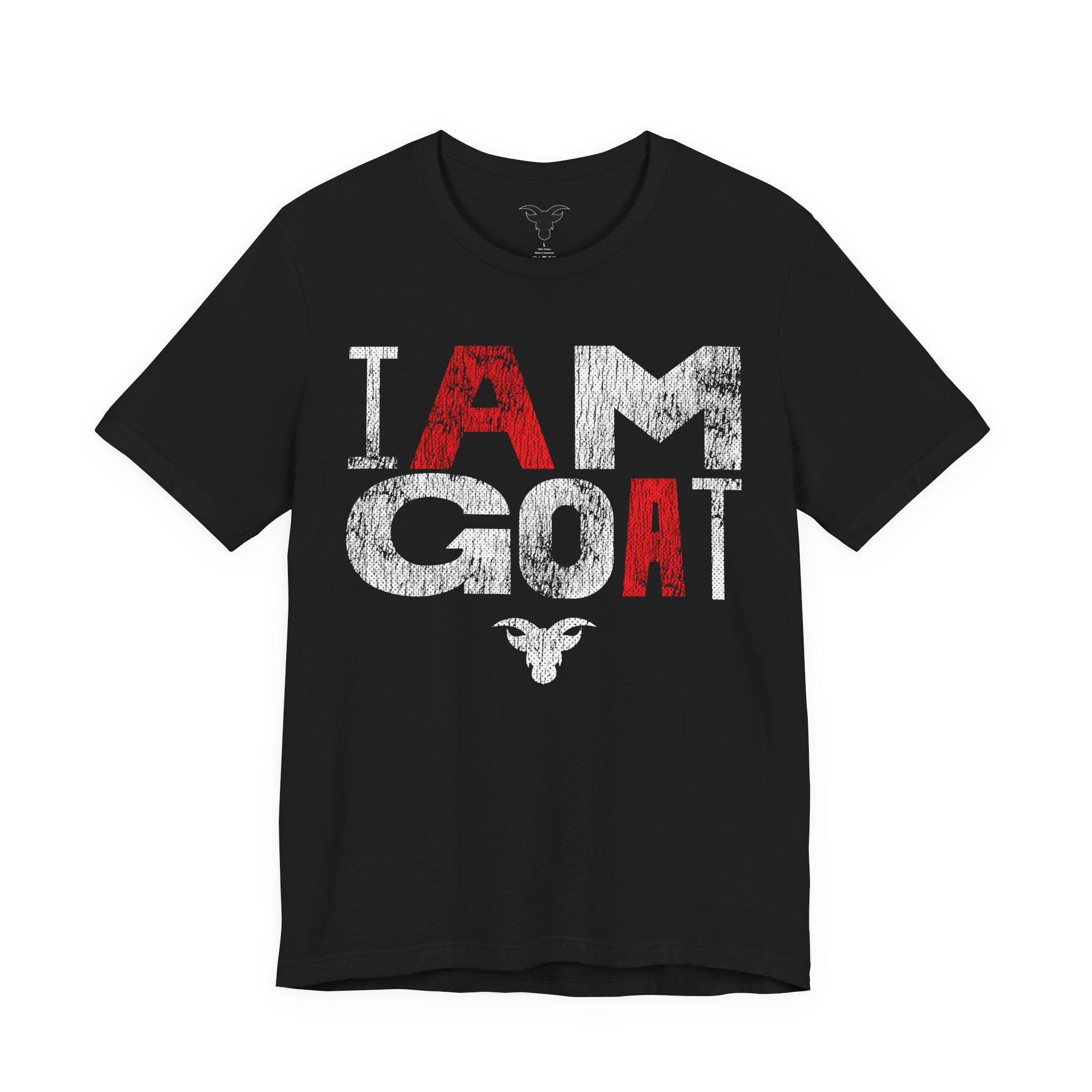 I AM GOAT Distressed Type T-Shirt | Fire Red Typography Design | Minimalist Athletic Tee