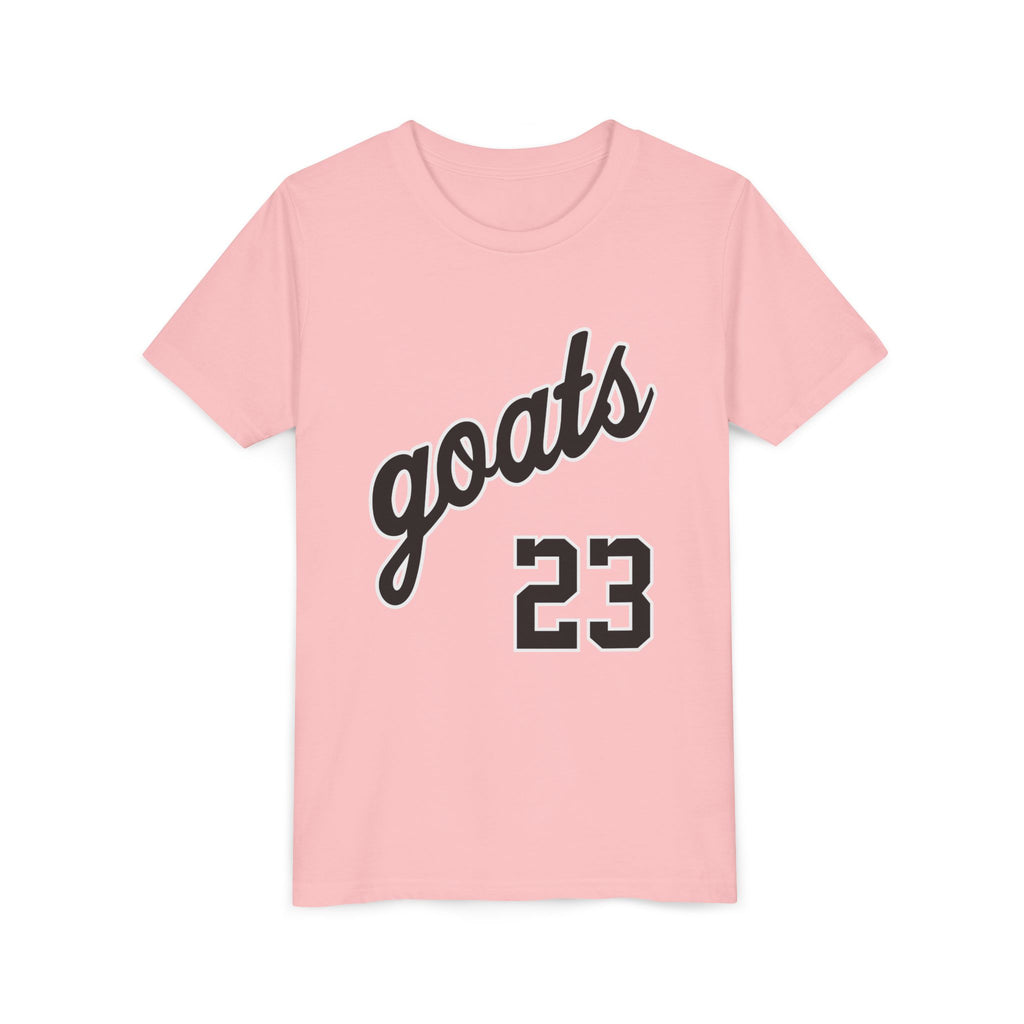 GOATS 23 Cursive Jersey Shirt Youth T-Shirt | Kids Sports Team Design | Ages 6-14 Jersey Tee