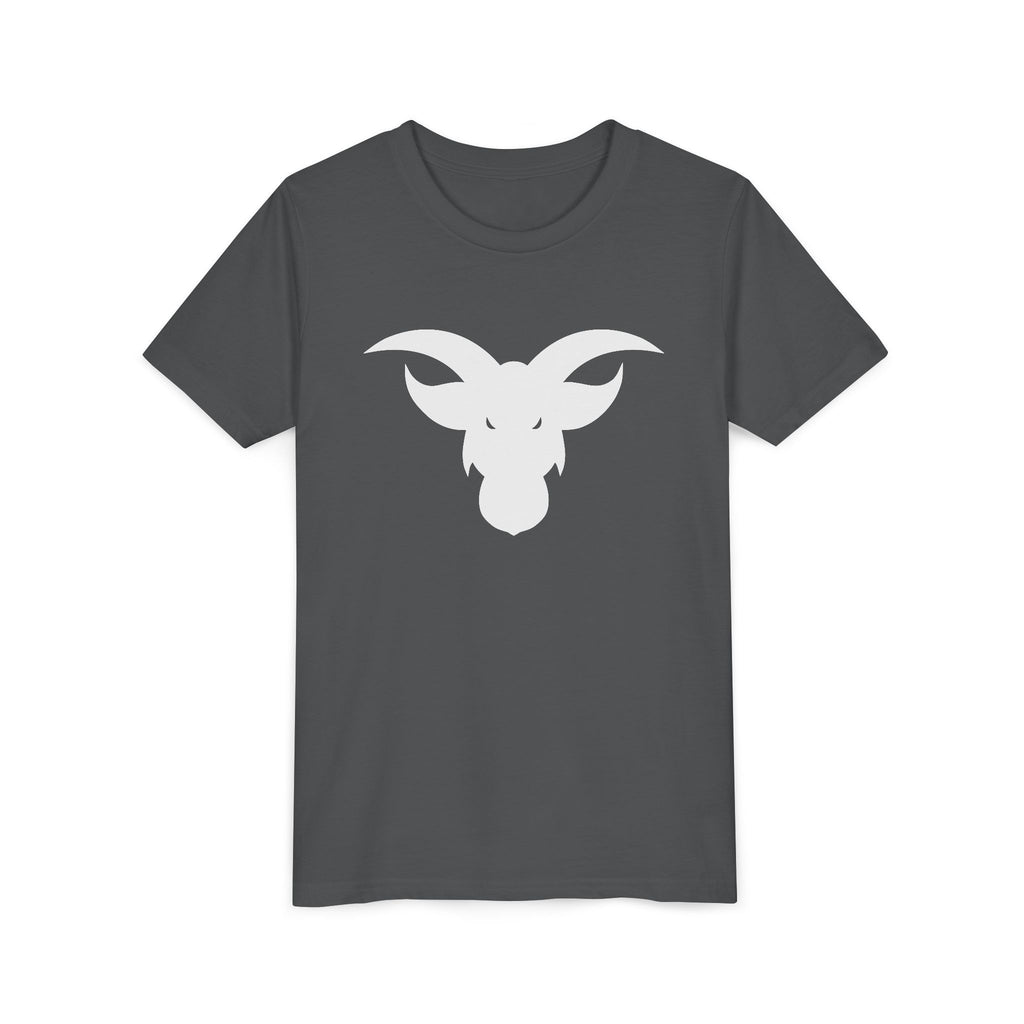 GOAT Horns Youth T-Shirt | Minimalist Icon Design | Kids Subtle Brand Tee | Ages 6-14