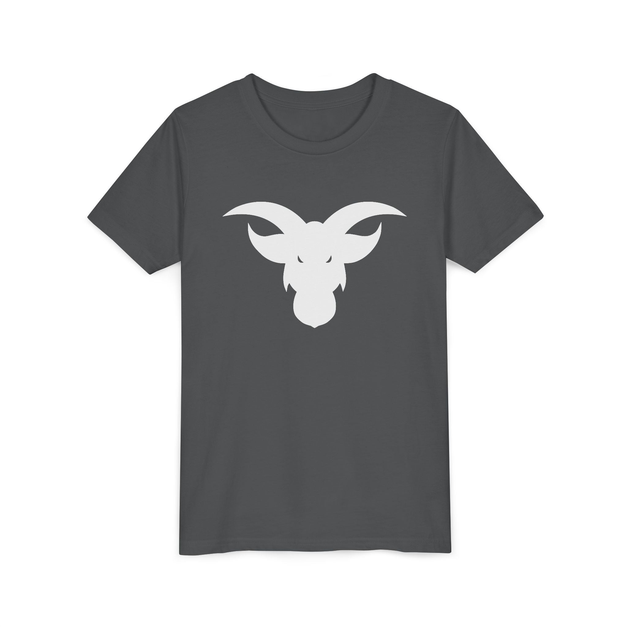 GOAT Horns Youth T-Shirt | Minimalist Icon Design | Kids Subtle Brand Tee | Ages 6-14