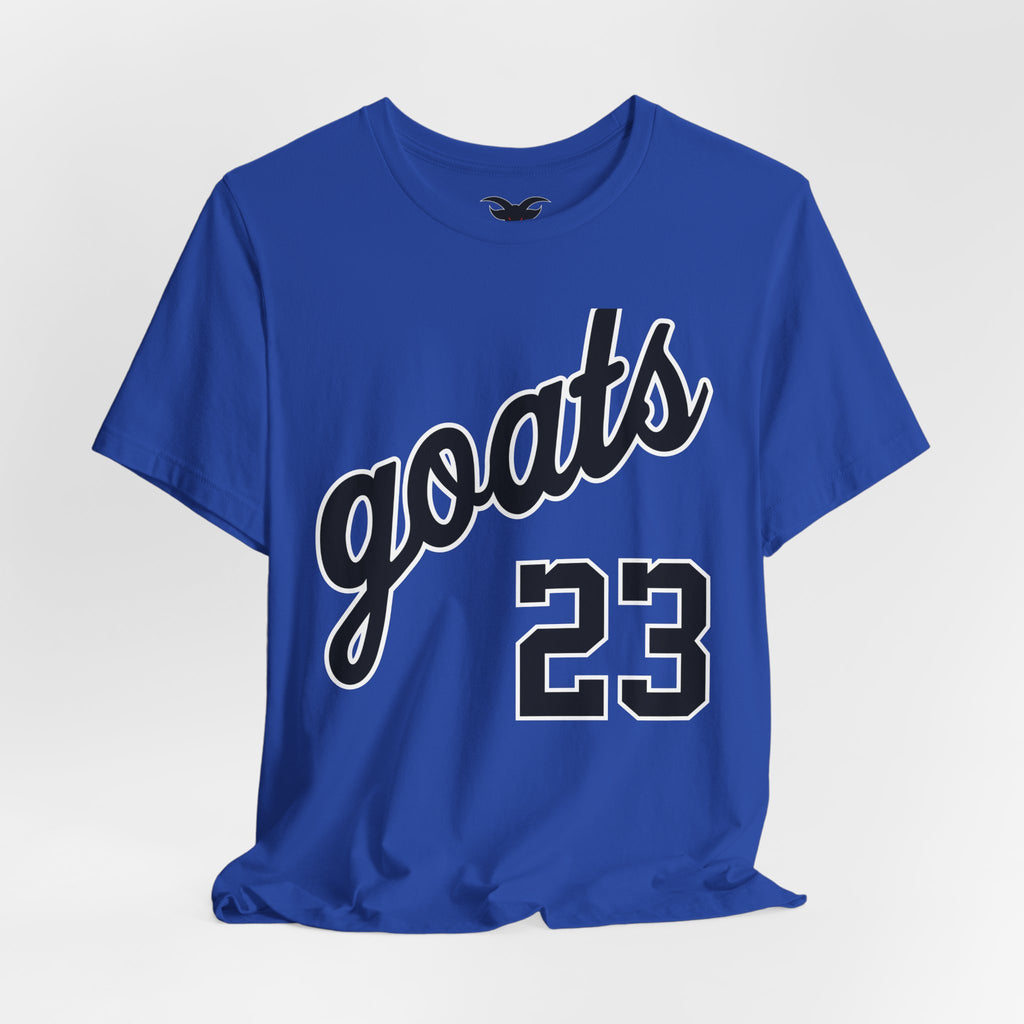 GOATS 23 Cursive Jersey Tee | Front & Back Sports Team Design | Athletic Jersey Tee