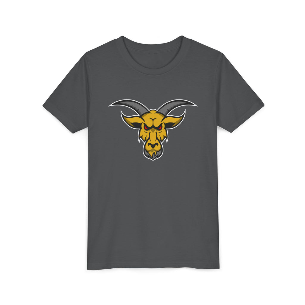 GOAT Mascot Logo Youth T-Shirt | Original Signature Design | Kids Athletic Mascot Tee | Ages 6-14