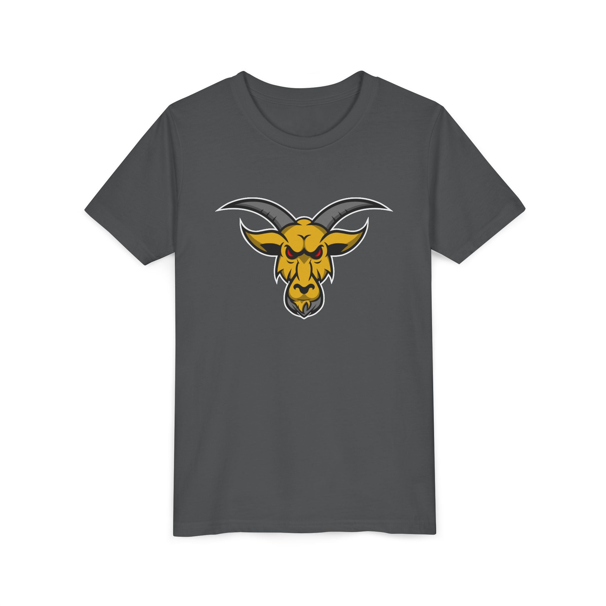 GOAT Mascot Logo Youth T-Shirt | Original Signature Design | Kids Athletic Mascot Tee | Ages 6-14